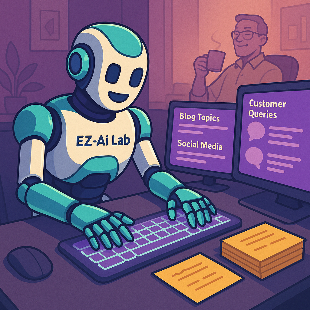 EZ Ai Lab robot using ChatGPT to make his small business owners life easier